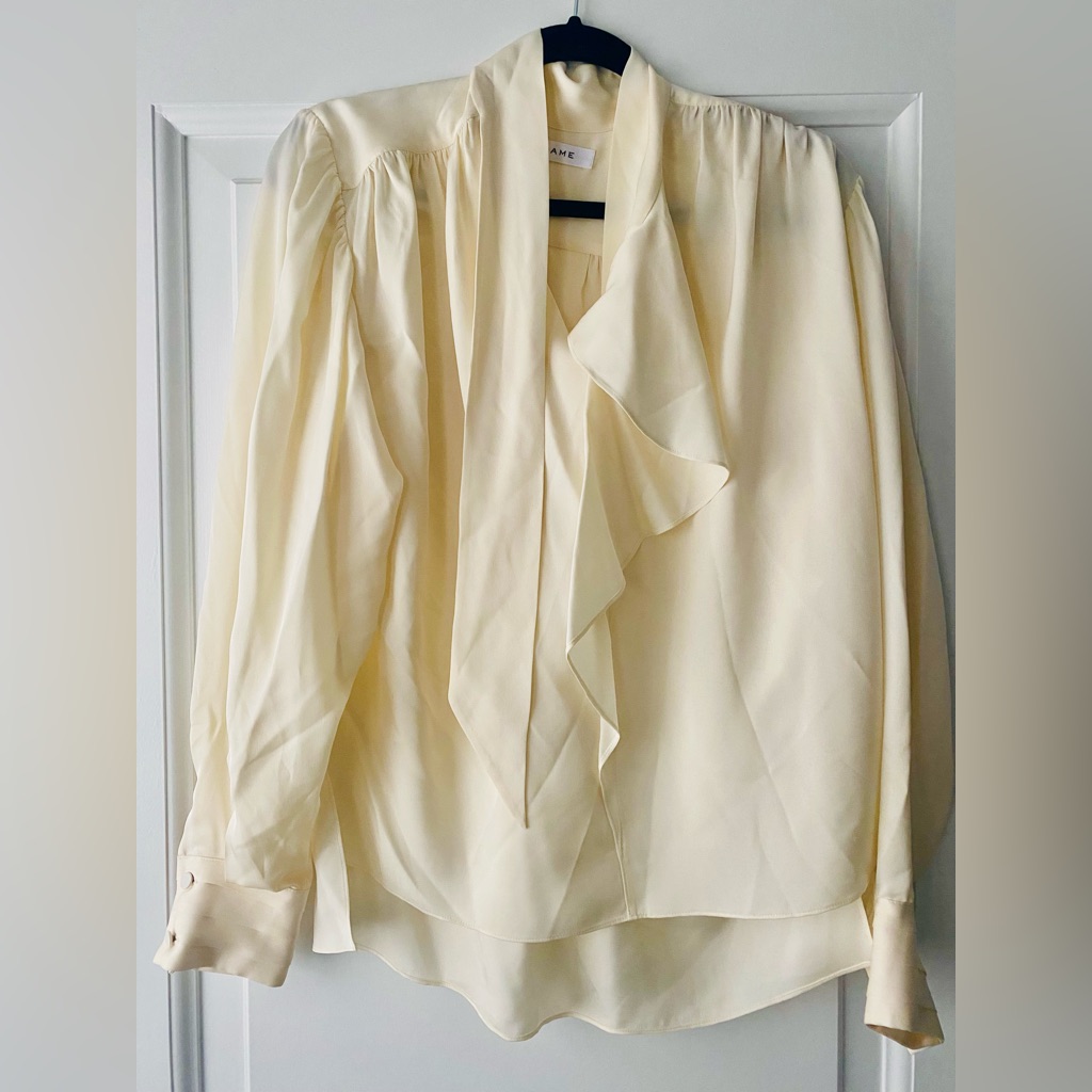 Frame Womens Ruffle Tie Blouse